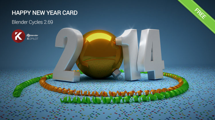 Blender 3D free model happy New Year card