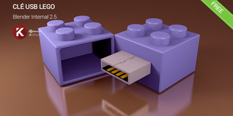 Blender 3D free model lego usb key