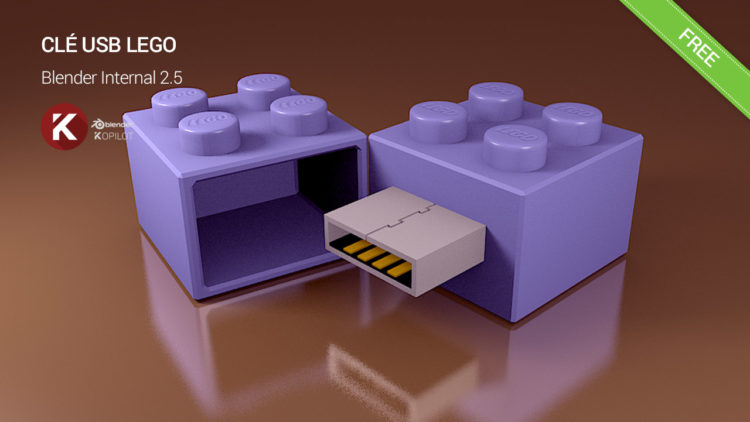 Blender 3D free model lego usb key