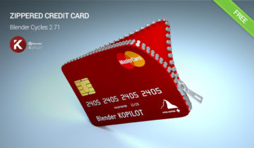 Blender 3D free model zippered credit card